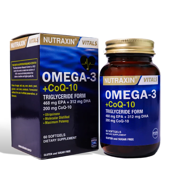 Nutraxin Omega 3 + Co Q-10 Softgels 60s